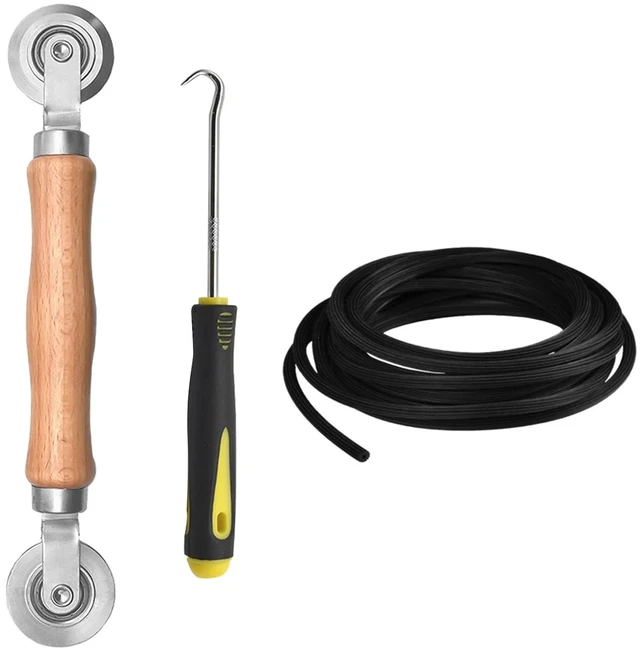 Main image of Window Screen Repair Kit, Steel Roller Tool with Bearing | Spline Removal Hook and 32ft Retainer Spline Replacement for Installing Door Mesh Screens