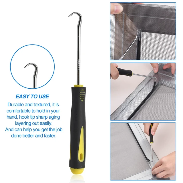Alt view image 6 of 7 - Window Screen Repair Kit, Steel Roller Tool with Bearing, Spline Removal Hook, 32ft Retainer Spline and 8pcs Screen Clips Replacement for Installing Door Mesh Screens BY0009G11