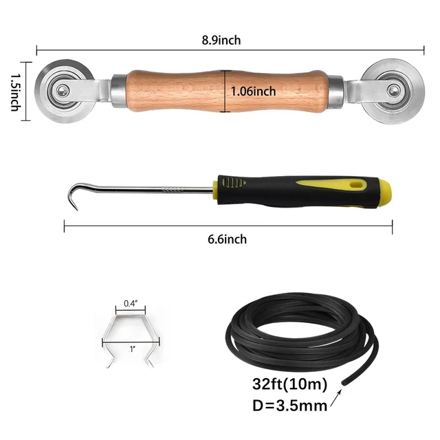 Alt view image 2 of 7 - Window Screen Repair Kit, Steel Roller Tool with Bearing, Spline Removal Hook, 32ft Retainer Spline and 8pcs Screen Clips Replacement for Installing Door Mesh Screens BY0009G11