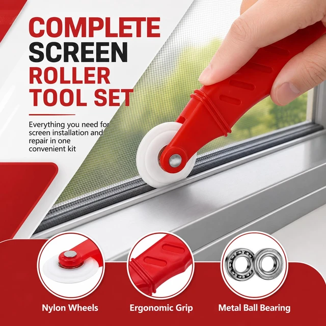 Alt view image 3 of 7 - Screen Repair Tool, Window Spline Roller for Installation, 9 PCS | Screen Spline Installer Roller Tool, Durable Window Door Repair Kit for Installing Replacing Sliding Patio Doors RV Home