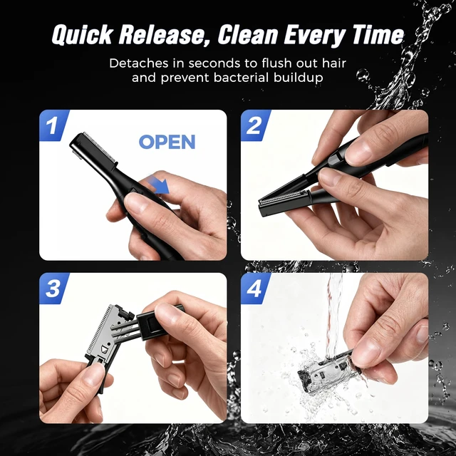 Alt view image 7 of 7 - Electric Eyebrow Trimmer for Men Women, Painless Eyebrow Razor with Comb Battery, Dual-Blade Facial Hair Remover, Precision Shaver for Face, Upper Lip, Beard, Sideburns, Body, 30° Pivoting Head
