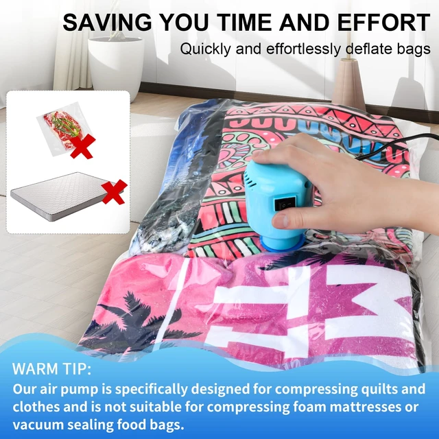 Alt view image 3 of 6 - Electric Pump for Vacuum Storage Bags Blue | 5000 PA 55W Portable Lightweight Seal Pump for Clothes and Travel Bags, Perfect for Travel, Moving, Bags Not Included
