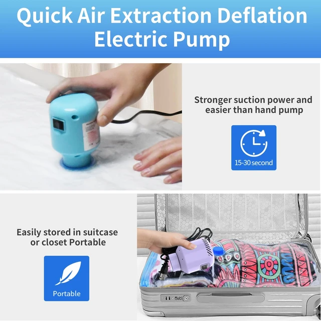 Alt view image 6 of 6 - Electric Pump for Vacuum Storage Bags Blue | 5000 PA 55W Portable Lightweight Seal Pump for Clothes and Travel Bags, Perfect for Travel, Moving, Bags Not Included