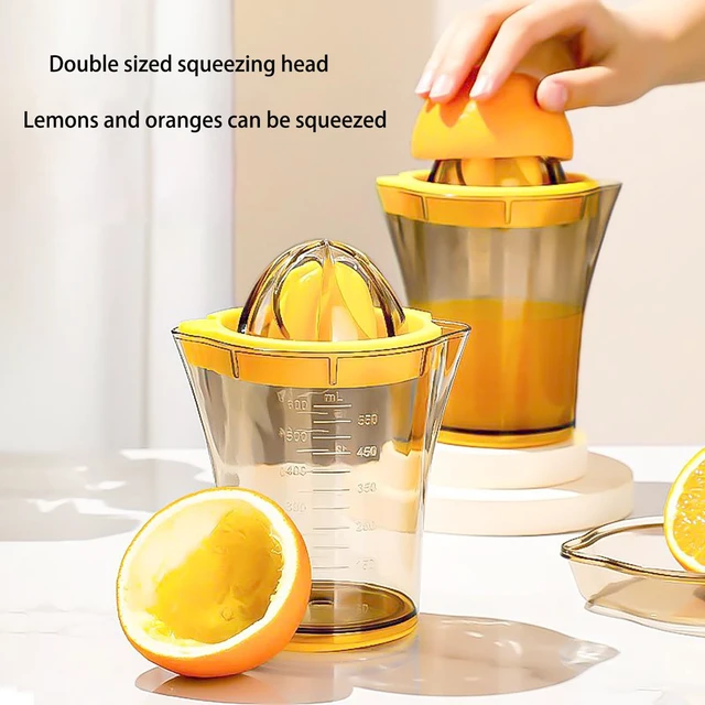 Alt view image 2 of 6 - Manual Citrus Juicer Cup, Citrus Squeeze Cup with Strainer, Portable Hand Fruit Squeezer with Lid, Mini Lemon Orange Juice Extractor, Clear Juice Cup for Travel, Camping, Home Kitchen, 600ml/20oz