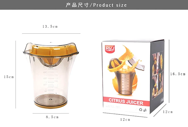 Alt view image 6 of 6 - Manual Citrus Juicer Cup, Citrus Squeeze Cup with Strainer, Portable Hand Fruit Squeezer with Lid, Mini Lemon Orange Juice Extractor, Clear Juice Cup for Travel, Camping, Home Kitchen, 600ml/20oz