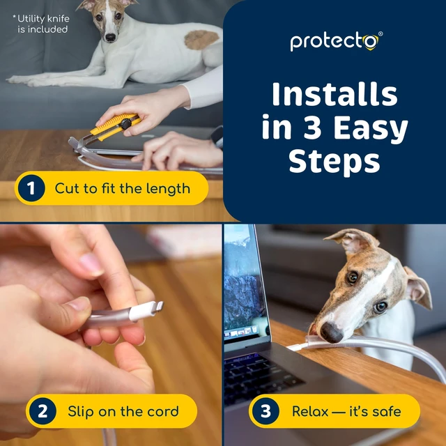 Alt view image 7 of 7 - Heavy Duty Cord Protectors from Pets No Chew Solution, 7ft, 1/5in | Cable Cover for Cats, Dogs & Rabbits, Critter Cord Wire Protector Tubing for Audio and Video Devices, Clear, Fits 1 Cable