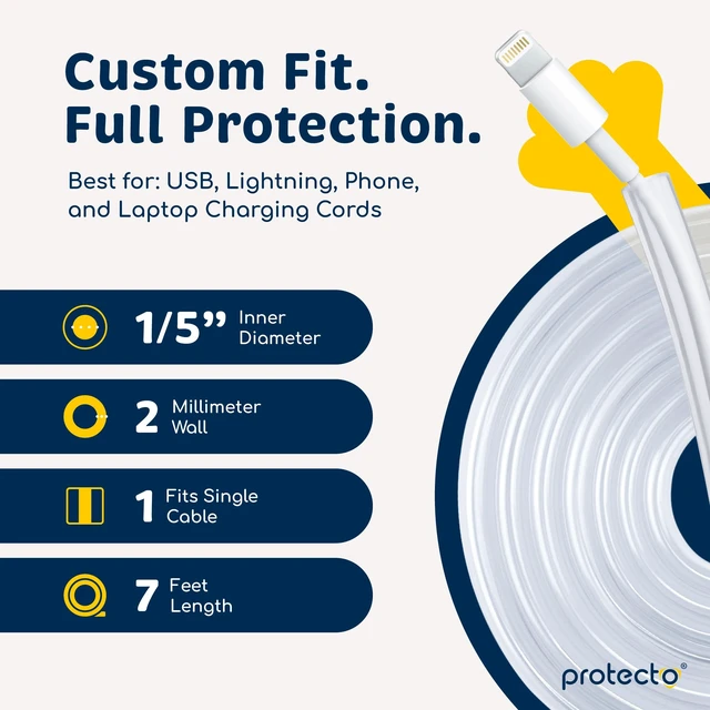 Alt view image 6 of 7 - Heavy Duty Cord Protectors from Pets No Chew Solution, 7ft, 1/5in | Cable Cover for Cats, Dogs & Rabbits, Critter Cord Wire Protector Tubing for Audio and Video Devices, Clear, Fits 1 Cable