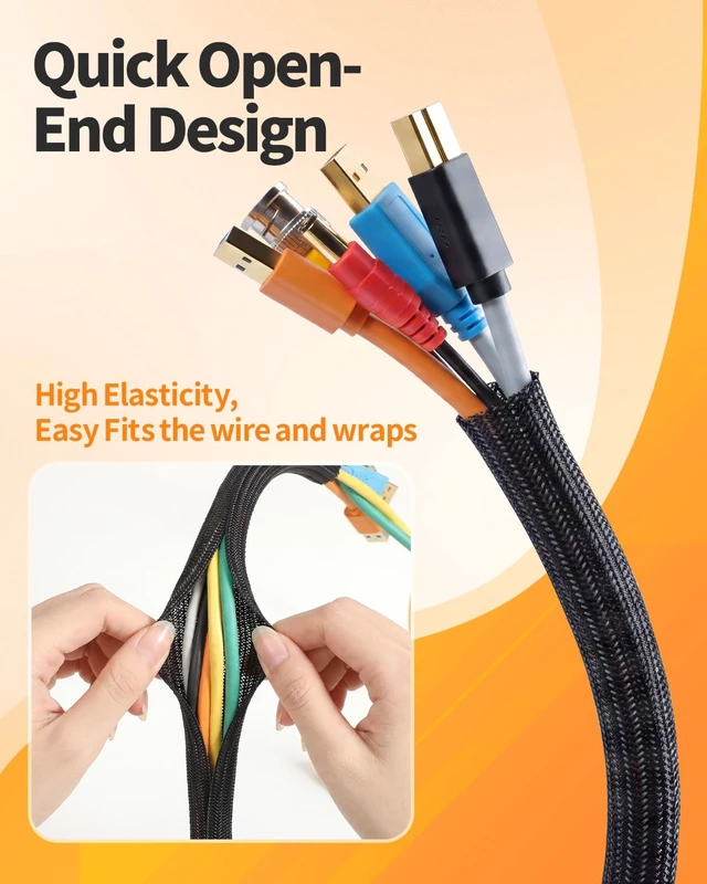Alt view image 3 of 7 - 30ft Wire Loom Automotive, 1/2in Cord Protectors from Pets no Chew, Black | Split Cable Management Sleeves, Braided Wire Wrap, Cable Cover for Automotive Wiring & Home Office Cord Organization
