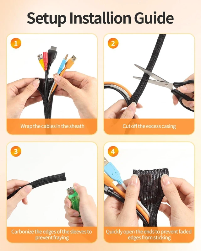 Alt view image 6 of 7 - 30ft Wire Loom Automotive, 1/2in Cord Protectors from Pets no Chew, Black | Split Cable Management Sleeves, Braided Wire Wrap, Cable Cover for Automotive Wiring & Home Office Cord Organization