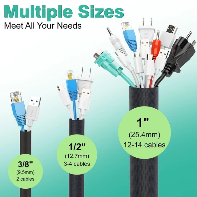 Alt view image 4 of 7 - Dog and Cat Cord Protector 10ft - 3/8inch, Flexible Cable Sleeve for Easy Cord Management, Protects Cables from Pets Chewing, Ideal for USB, Power, Audio and Video Cords - Black