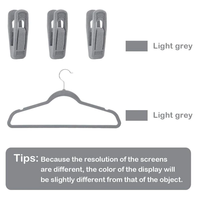 Alt view image 2 of 7 - Velvet Hangers Clips, Pants Hangers Velvet Clips(20pc, Grey) | Strong Finger Clips Perfect for Thin Velvet Hangers
