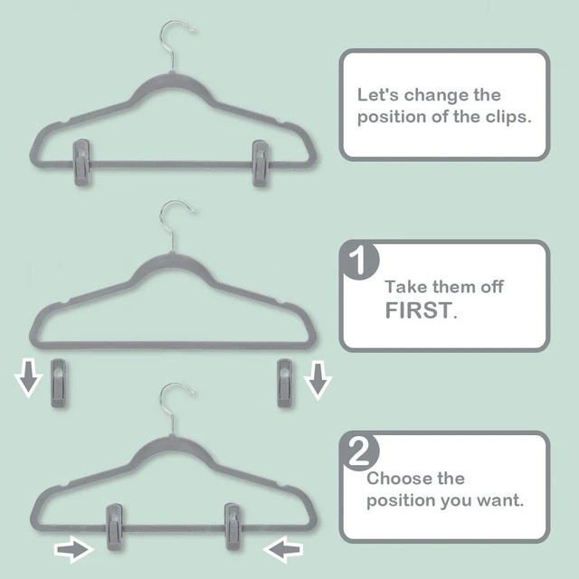Alt view image 3 of 7 - Velvet Hangers Clips, Pants Hangers Velvet Clips(20pc, Grey) | Strong Finger Clips Perfect for Thin Velvet Hangers