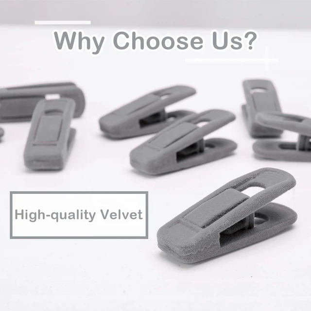 Alt view image 4 of 7 - Velvet Hangers Clips, Pants Hangers Velvet Clips(20pc, Grey) | Strong Finger Clips Perfect for Thin Velvet Hangers