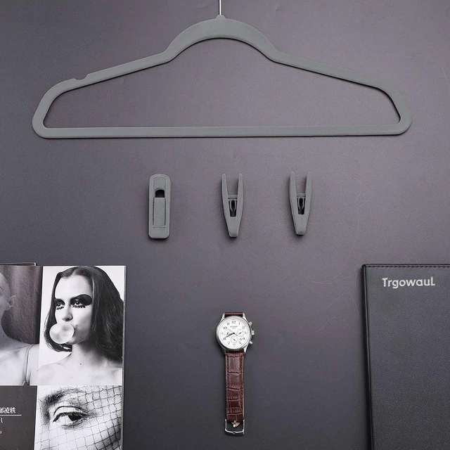 Alt view image 5 of 7 - Velvet Hangers Clips, Pants Hangers Velvet Clips(20pc, Grey) | Strong Finger Clips Perfect for Thin Velvet Hangers