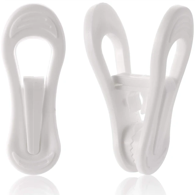 Main image of 50 Pack Hanger Clips for Hangers, Multi-Purpose Plastic Hanger, Easily Clip on Clothing Pants, Strong Pinch Finger Clips for Home, Office, Travel, White