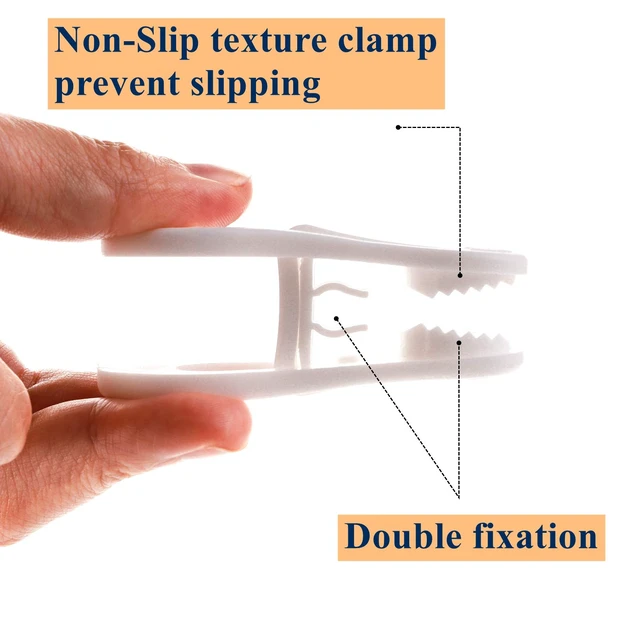 Alt view image 3 of 7 - 50 Pack Hanger Clips for Hangers, Multi-Purpose Plastic Hanger, Easily Clip on Clothing Pants, Strong Pinch Finger Clips for Home, Office, Travel, White