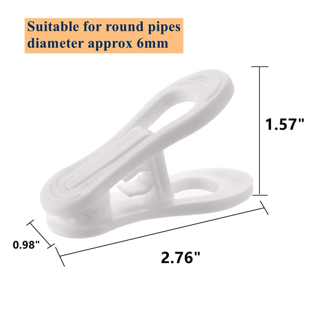 Alt view image 2 of 7 - 50 Pack Hanger Clips for Hangers, Multi-Purpose Plastic Hanger, Easily Clip on Clothing Pants, Strong Pinch Finger Clips for Home, Office, Travel, White