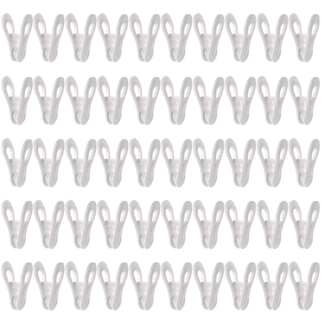 Alt view image 7 of 7 - 50 Pack Hanger Clips for Hangers, Multi-Purpose Plastic Hanger, Easily Clip on Clothing Pants, Strong Pinch Finger Clips for Home, Office, Travel, White