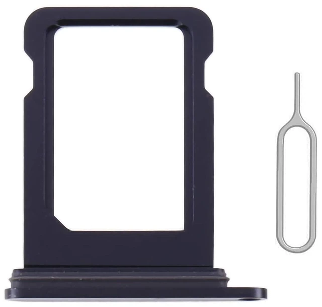 Main image of SIM Card Tray Holder Slot Replacement for iPhone 12 (Black) with Waterproof Rubber Ring and Eject Pin (Single Sim Version)