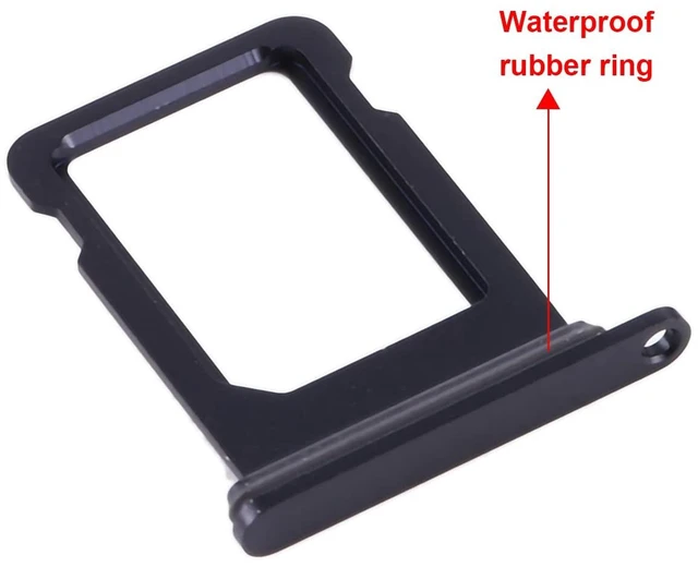 Alt view image 2 of 4 - SIM Card Tray Holder Slot Replacement for iPhone 12 (Black) with Waterproof Rubber Ring and Eject Pin (Single Sim Version)