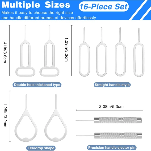 Alt view image 5 of 7 - 32-Piece SIM Card Ejector Tool Set Universal Tray Removal Pins for iPhone,& Watch Link Repair