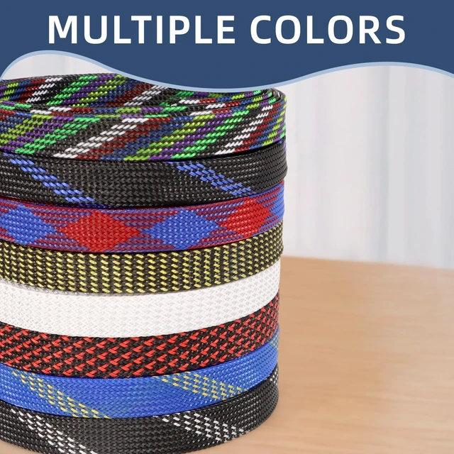 Alt view image 2 of 7 - Braided Cable Sleeving, PET Expandable Braided Cable Sleeve, Flexible Mesh Sleeving Cord Management for Audio Video and Other Home Device, Cord Protector from Pets (Black Red, 1/8" x 25ft)