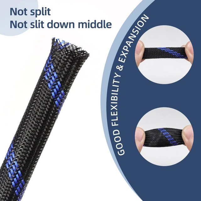 Alt view image 3 of 7 - Braided Cable Sleeving, PET Expandable Braided Cable Sleeve, Flexible Mesh Sleeving Cord Management for Audio Video and Other Home Device, Cord Protector from Pets (Black Red, 1/8" x 25ft)
