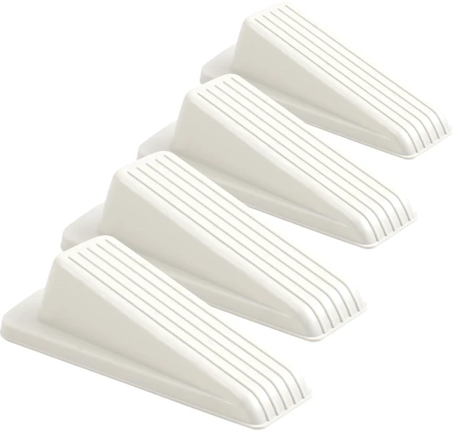 Main image of 4 Pack Door Stoppers for Bottom of Door, White 4.8x2.2x1.3in Door Stops, Rubber Door Stopper Wedge, Sturdy Stackable Door Stops for Floor