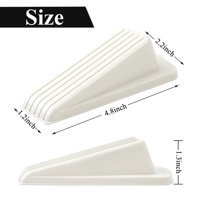 Alt view image 2 of 7 - 4 Pack Door Stoppers for Bottom of Door, White 4.8x2.2x1.3in Door Stops, Rubber Door Stopper Wedge, Sturdy Stackable Door Stops for Floor