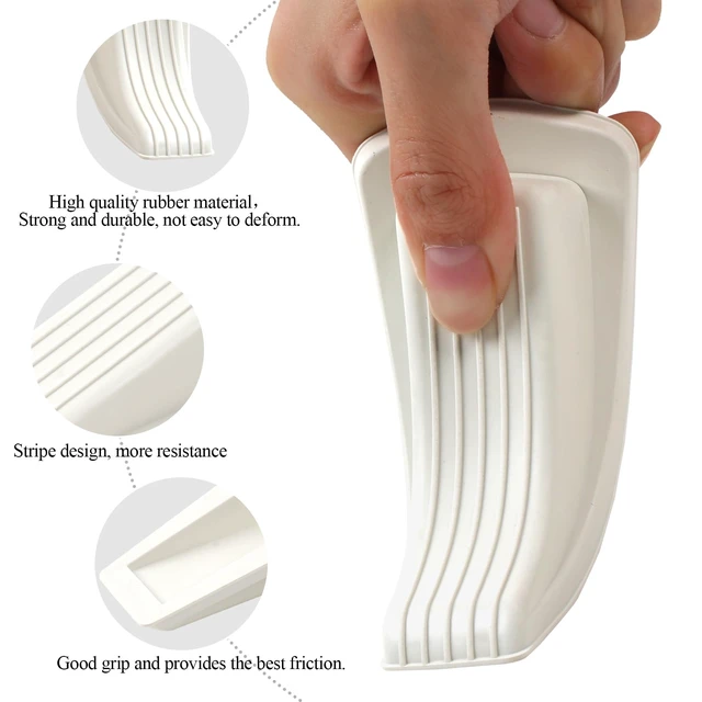 Alt view image 3 of 7 - 4 Pack Door Stoppers for Bottom of Door, White 4.8x2.2x1.3in Door Stops, Rubber Door Stopper Wedge, Sturdy Stackable Door Stops for Floor