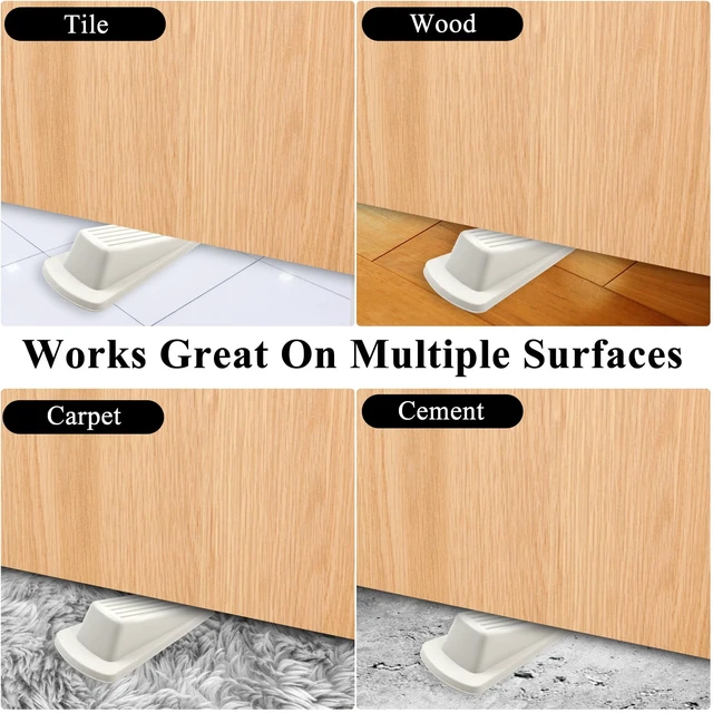 Alt view image 6 of 7 - 4 Pack Door Stoppers for Bottom of Door, White 4.8x2.2x1.3in Door Stops, Rubber Door Stopper Wedge, Sturdy Stackable Door Stops for Floor