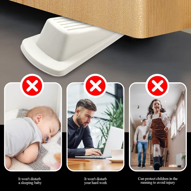 Alt view image 5 of 7 - 4 Pack Door Stoppers for Bottom of Door, White 4.8x2.2x1.3in Door Stops, Rubber Door Stopper Wedge, Sturdy Stackable Door Stops for Floor