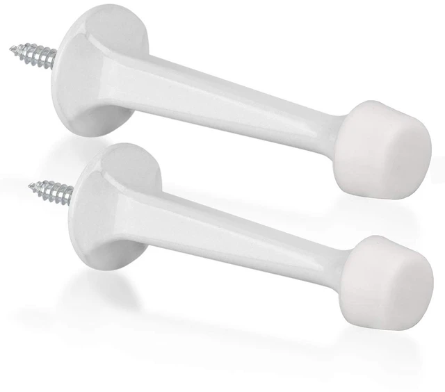 Main image of 2 Pack Solid Rigid Door Stops - Heavy Duty Door Stoppers Wall Protector with Soft Rubber Tips, White