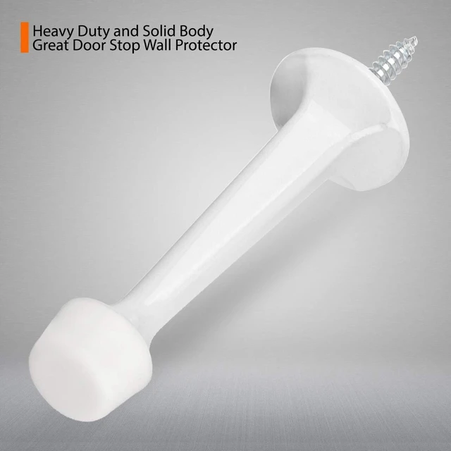 Alt view image 2 of 6 - 2 Pack Solid Rigid Door Stops - Heavy Duty Door Stoppers Wall Protector with Soft Rubber Tips, White