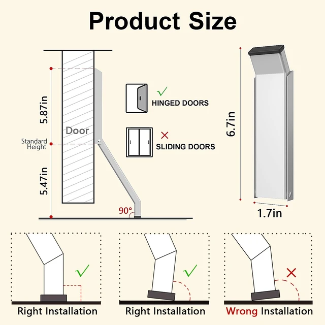 Alt view image 6 of 6 - Door Stop, No Drilling Door Stoppers to Keep Door Open, Easy Pedal Kick Down Door Holder, Bottom of Door (White x 1 Pack)