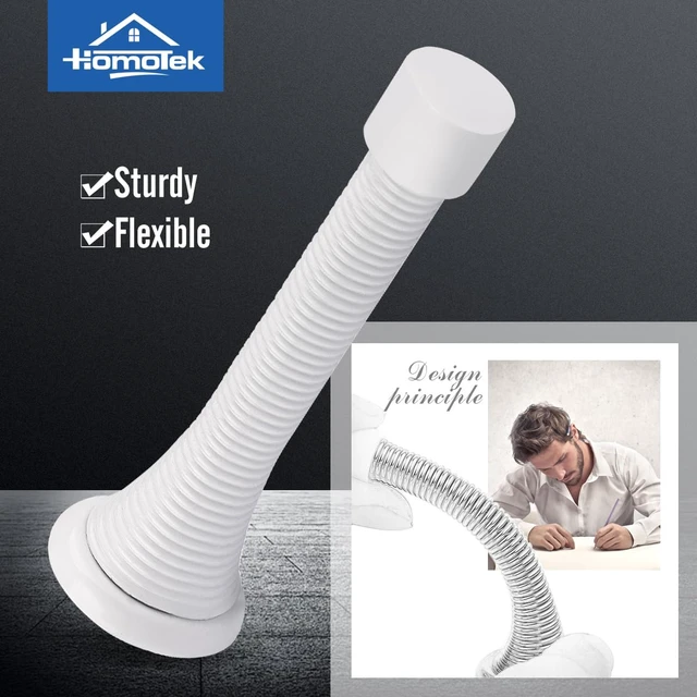 Alt view image 2 of 7 - 12 Pack Spring Door Stops,3-1/8 Heavy Duty Door Stop - Flexible Spring Door Stopper with Low Mounted White Rubber Bumper Tips, White
