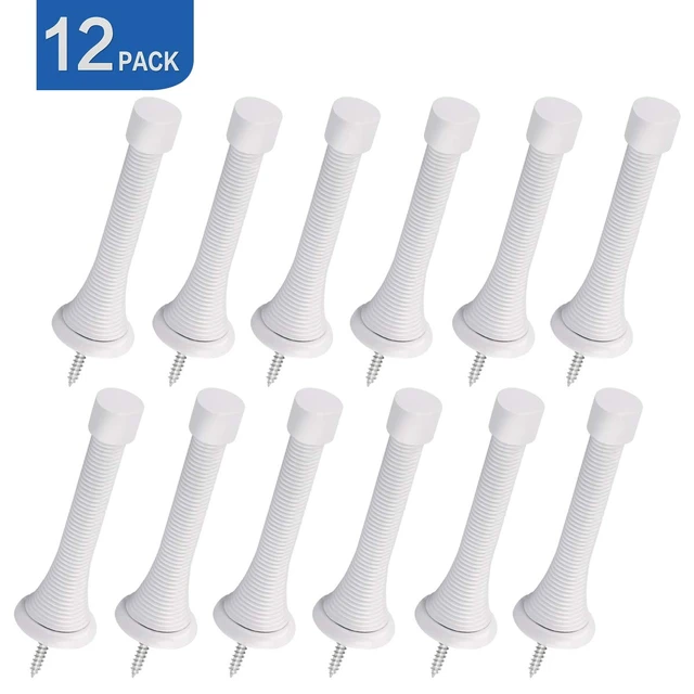 Alt view image 7 of 7 - 12 Pack Spring Door Stops,3-1/8 Heavy Duty Door Stop - Flexible Spring Door Stopper with Low Mounted White Rubber Bumper Tips, White
