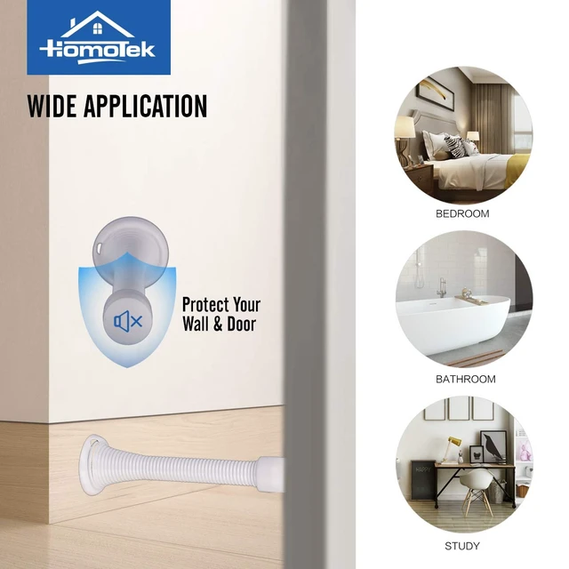 Alt view image 6 of 7 - 12 Pack Spring Door Stops,3-1/8 Heavy Duty Door Stop - Flexible Spring Door Stopper with Low Mounted White Rubber Bumper Tips, White