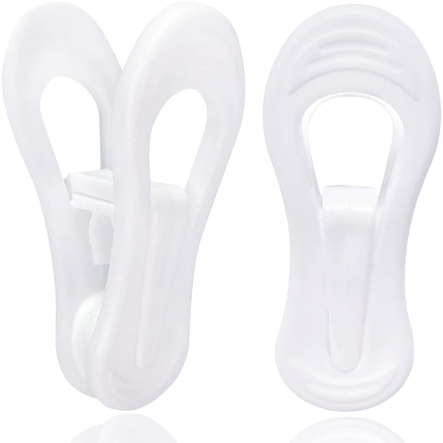 Main image of White Hanger Clips 50 Pack, Multi-Purpose Plastic Hangers Clips Perfect for Plastic Clothes Hangers, Clothes Pins Finger Clip for Skirt Pants Hangers