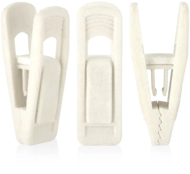 Main image of Ivory Velvet Hanger Clips, 24 Pack Pants Velvet Clips, Large Opening Clip Clothes Pin, Strong Finger Flocked Clip Perfect for Slim-line Clothes Hangers