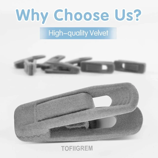 Alt view image 2 of 7 - Grey Velvet Clips - 20 PCS Non Slip Clips for Slim Velvet Hangers