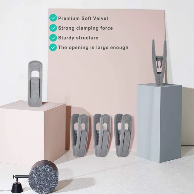 Alt view image 4 of 7 - Grey Velvet Clips - 20 PCS Non Slip Clips for Slim Velvet Hangers