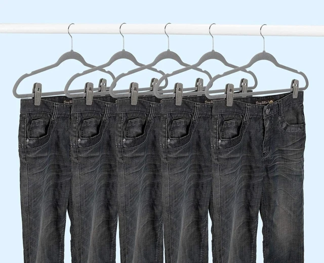 Alt view image 5 of 7 - Grey Velvet Clips - 20 PCS Non Slip Clips for Slim Velvet Hangers