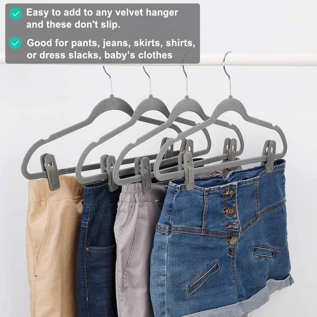 Alt view image 6 of 7 - Grey Velvet Clips - 20 PCS Non Slip Clips for Slim Velvet Hangers