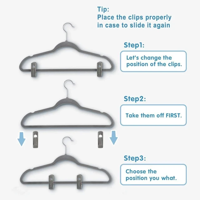 Alt view image 7 of 7 - Grey Velvet Clips - 20 PCS Non Slip Clips for Slim Velvet Hangers