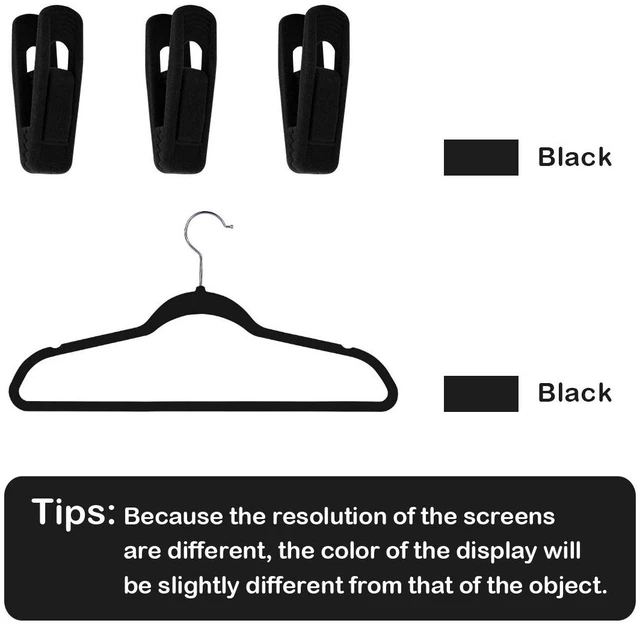 Alt view image 2 of 7 - Thin Velvet Hangers Clips, Strong Finger Clips Perfect for Pants (20pc, Black)