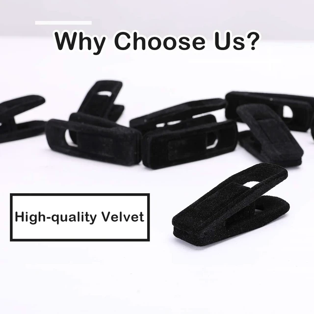 Alt view image 4 of 7 - Thin Velvet Hangers Clips, Strong Finger Clips Perfect for Pants (20pc, Black)