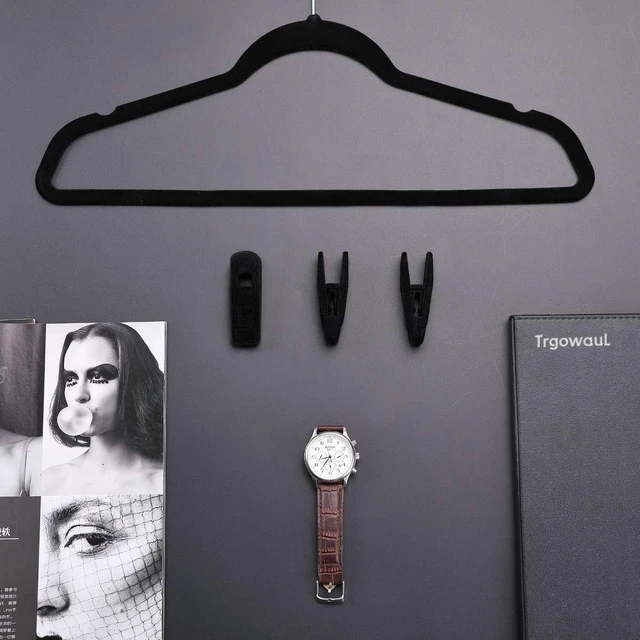Alt view image 5 of 7 - Thin Velvet Hangers Clips, Strong Finger Clips Perfect for Pants (20pc, Black)