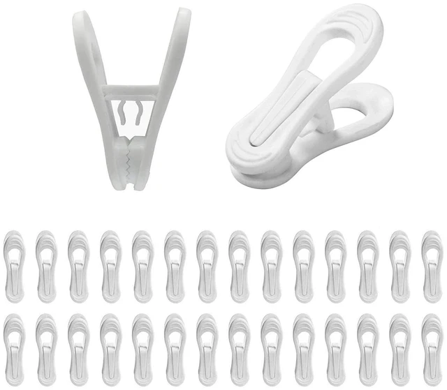 Main image of Hanger Clips for Hangers,30 Pcs Multi-Purpose Hanger Clips for Hangers White Finger Clips for Kids Hangers with Clips Plastic Clothes Hangers, Pants Hangers Clips