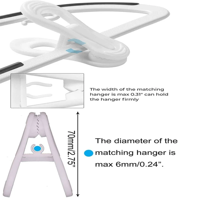 Alt view image 4 of 4 - Hanger Clips for Hangers,30 Pcs Multi-Purpose Hanger Clips for Hangers White Finger Clips for Kids Hangers with Clips Plastic Clothes Hangers, Pants Hangers Clips